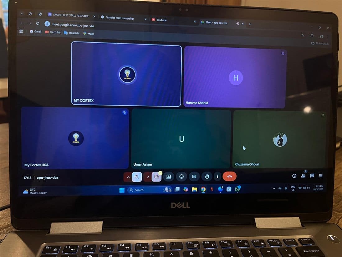 Live class on Google Meet — MyCortex & MyCortex USA mentors with students